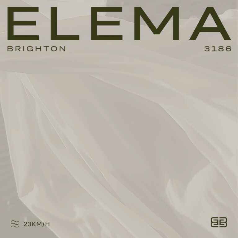 Logo for Elema Brighton 3186 with a wind speed of 23 km/h, highlighting a personalised property marketing campaign adapting in real time.